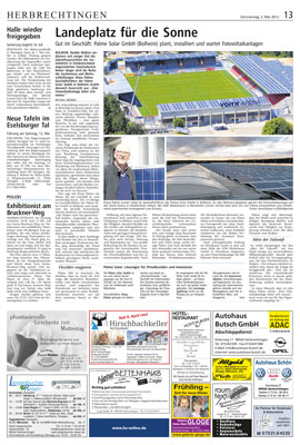 Heidenheimer Zeitung, Bericht vom 03.05.2012